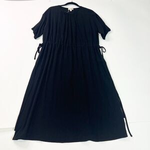 The Korner Dress Womens M L Black  Round Neck Short Sleeve Waist Tie Sheath New